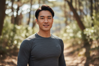 show him in outdoors and crop to only his head to chest level